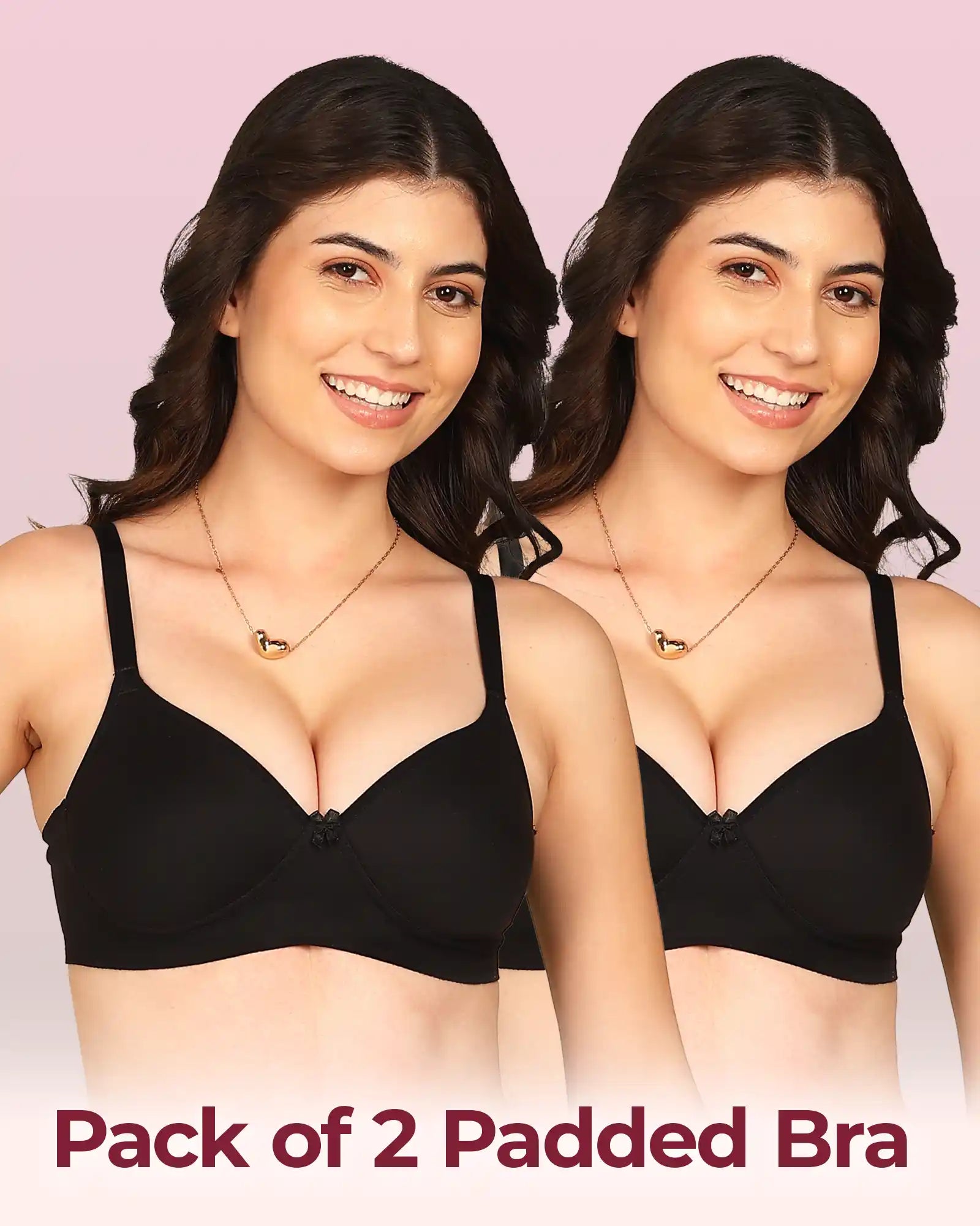 Komli Bonded Breathable Cotton Full Coverage Padded Bra (KB-1013) (Pack of 2)