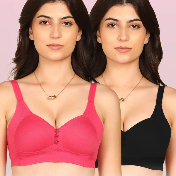 Komli Bonded Breathable Cotton Plus Size M-Frame Minimiser Padded Bra (KB-408) (Pack of 2)
