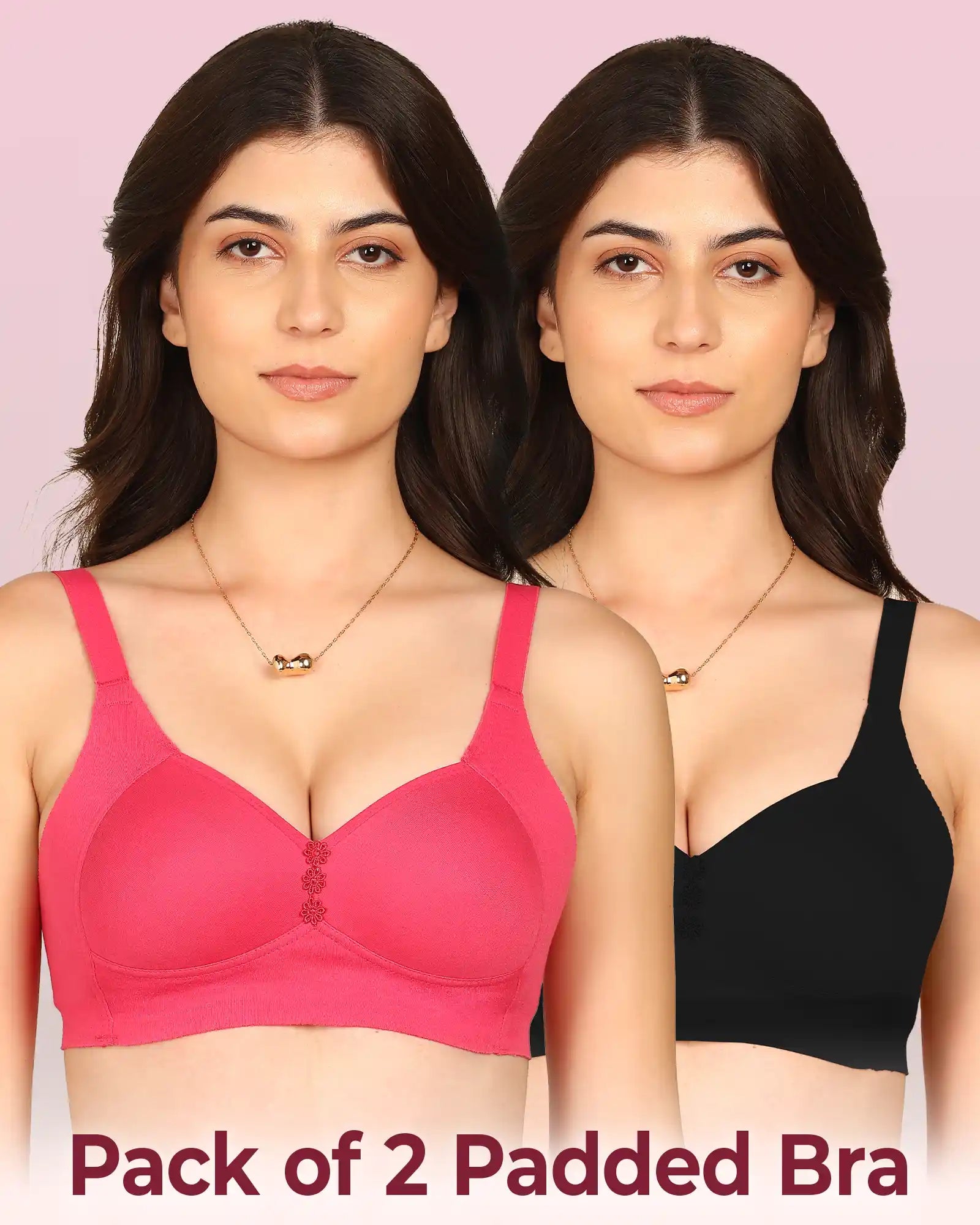 Komli Bonded Breathable Cotton Plus Size M-Frame Minimiser Padded Bra (KB-408) (Pack of 2)