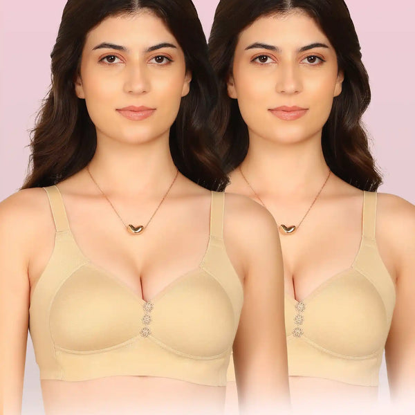 Komli Bonded Breathable Cotton Plus Size M-Frame Minimiser Padded Bra (KB-408) (Pack of 2)