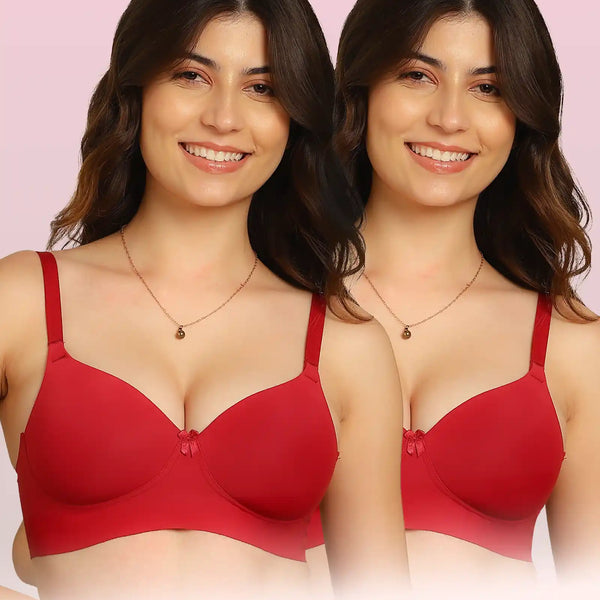 Komli Bonded Polyamide Full Coverage Padded Bra (Level 1 Padding) (KB-5991) (Pack of 2)