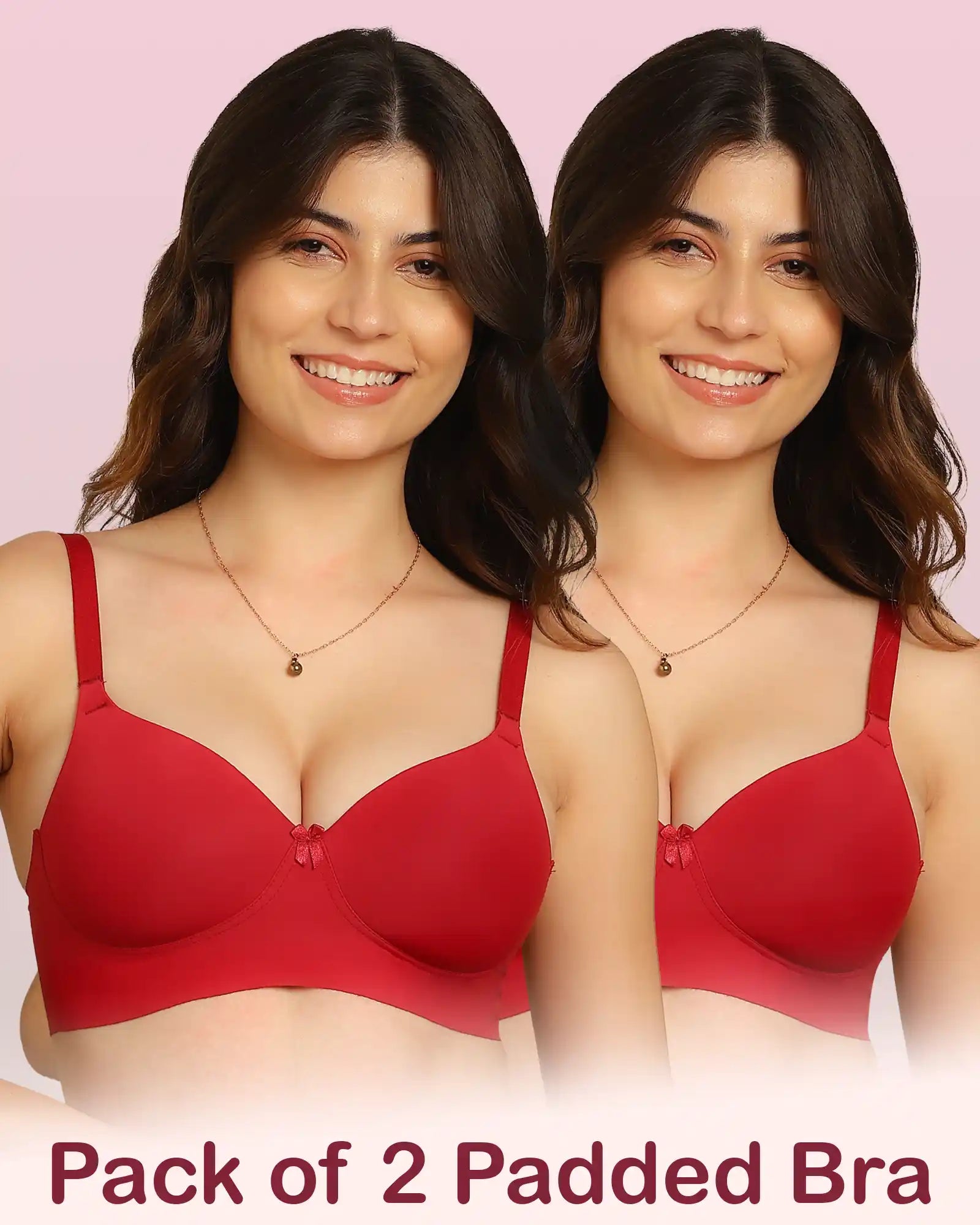 Komli Bonded Polyamide Full Coverage Padded Bra (Level 1 Padding) (KB-5991) (Pack of 2)