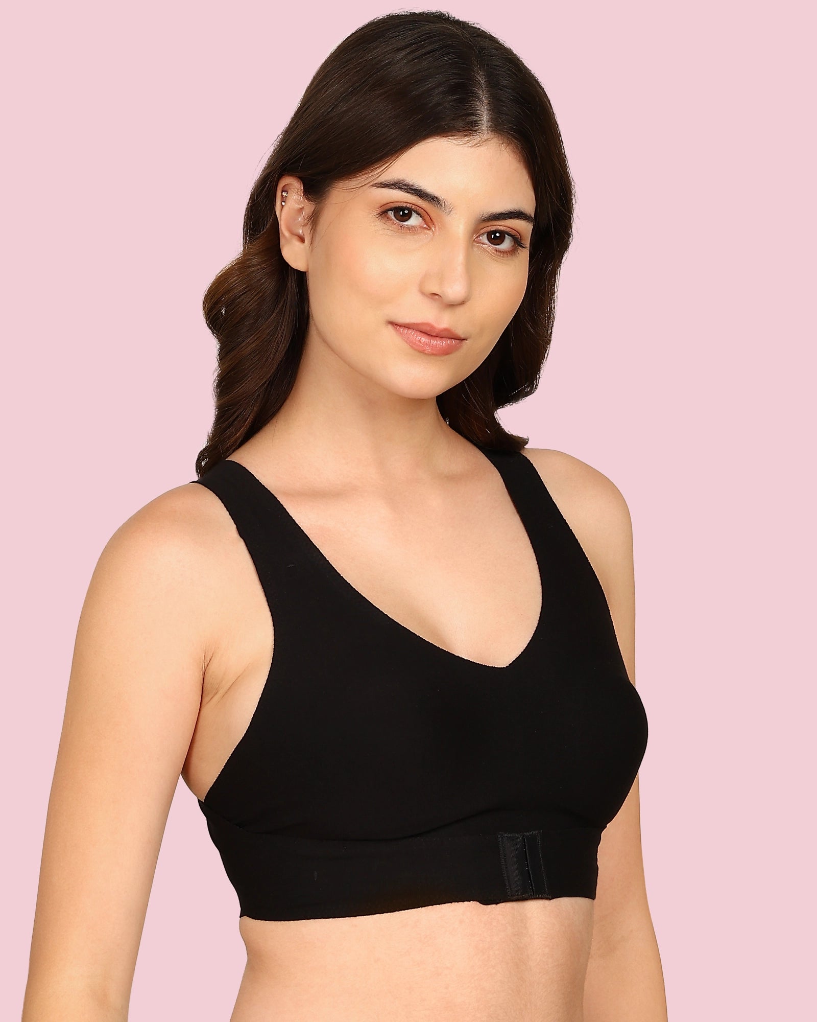 Komli Cotton Bonded Seamless Padded Invisi-Gym Bra (KB-997-BLACK)