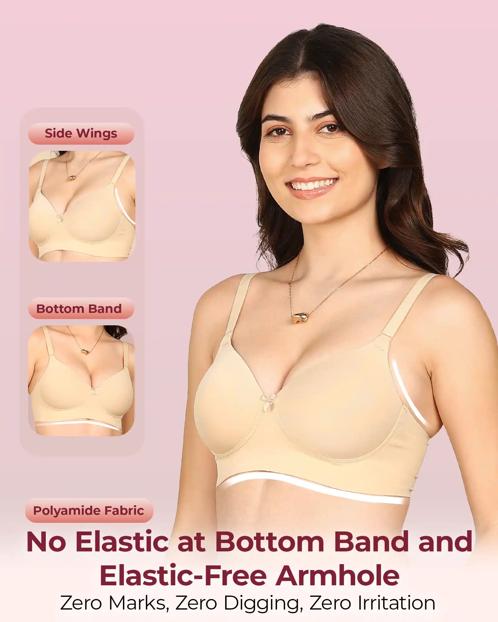 Komli Bonded Polyamide Full Coverage Padded Bra (Level 1 Padding) (KB-5991) (Pack of 2)