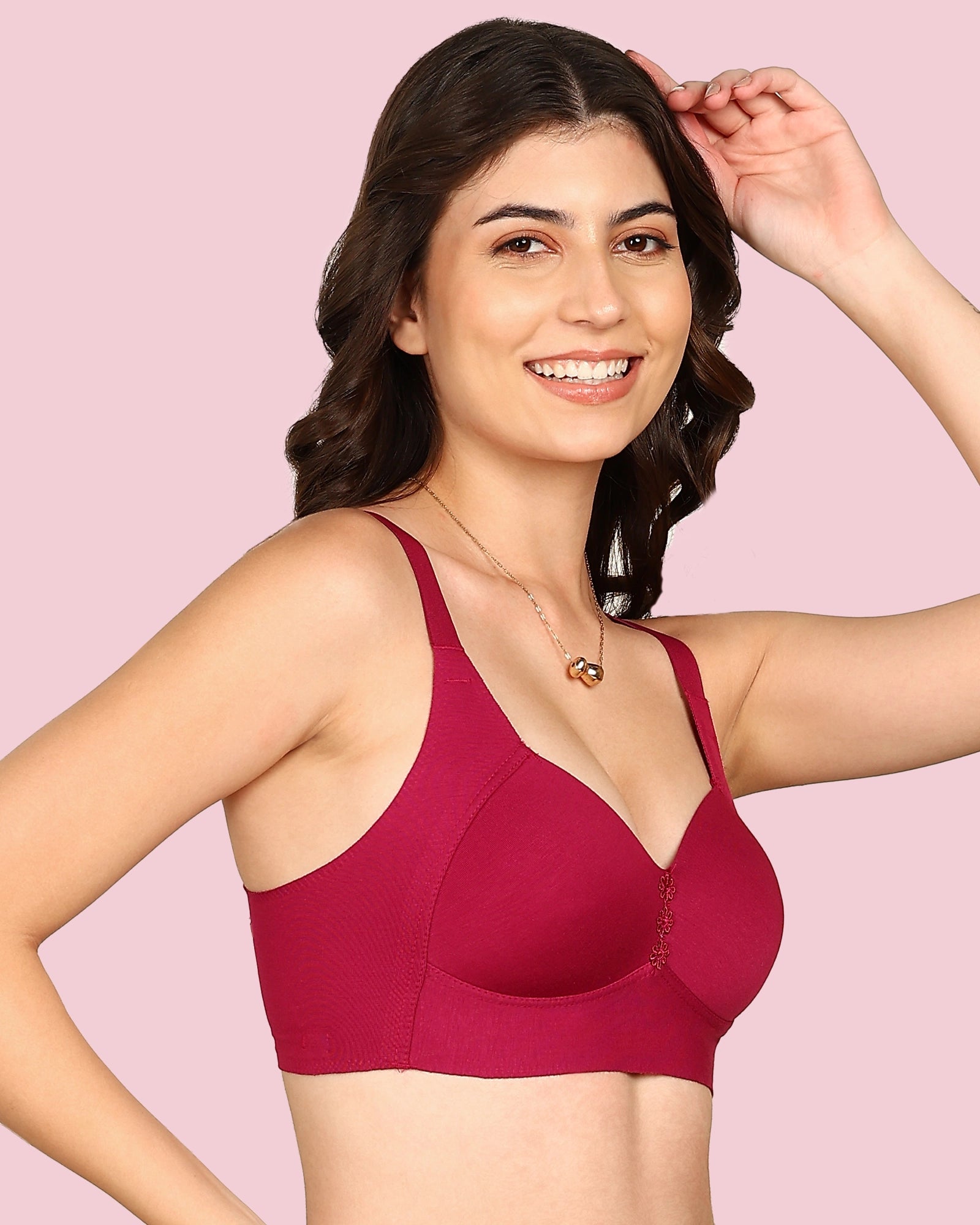 Komli Lightly Padded Cotton Bonded Seamless Minimiser (KB-9203-WINE)