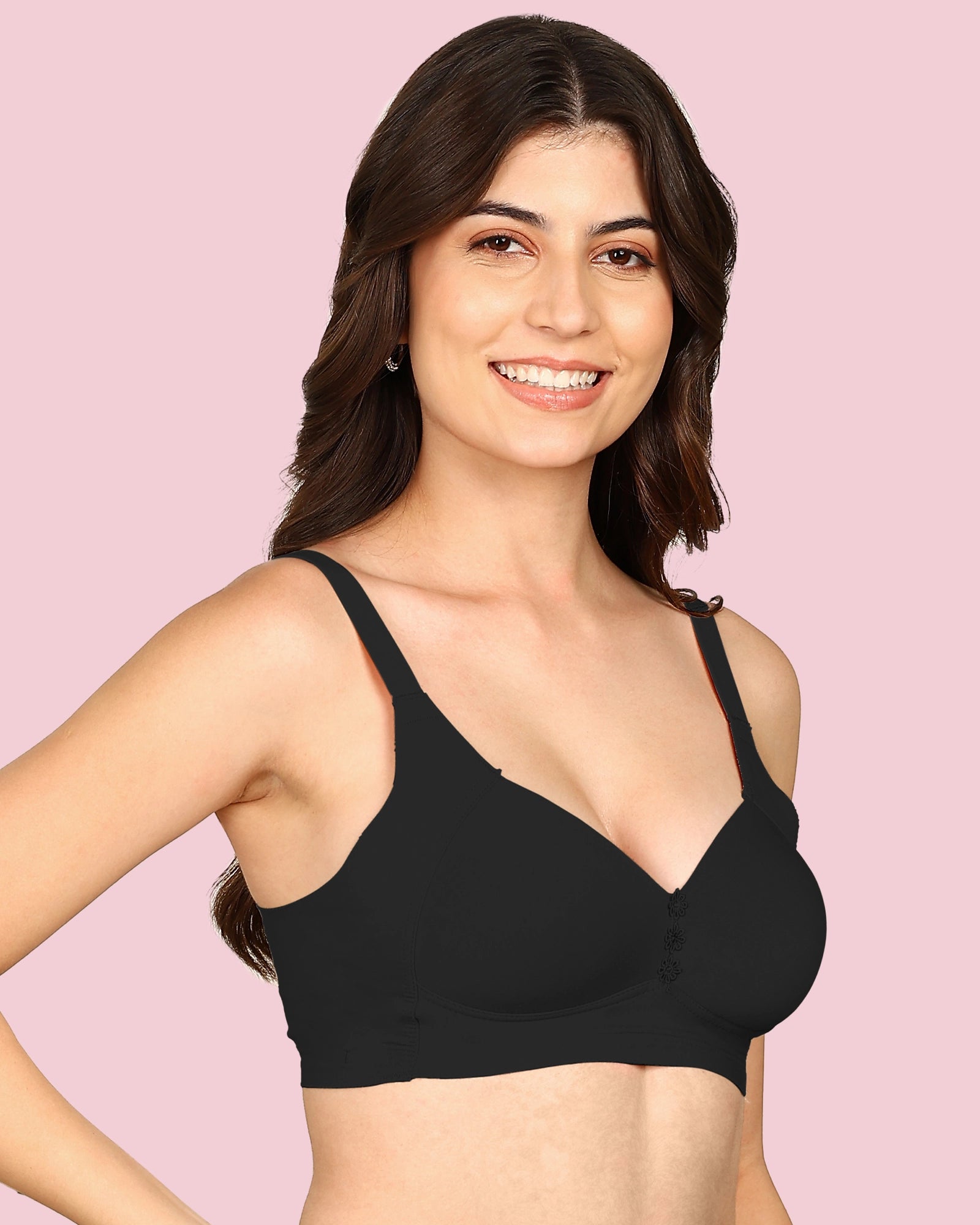 Komli Lightly Padded Cotton Bonded Seamless Minimiser (KB-9203-BLACK)