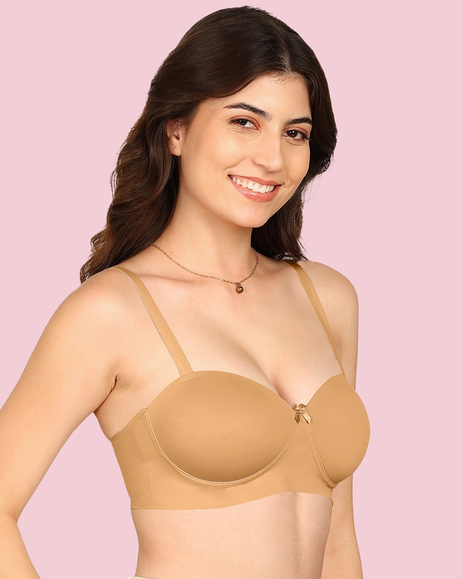 Komli Bonded Demi-Cup Padded Cotton Spandex Bra (KB-91012-FAWN)