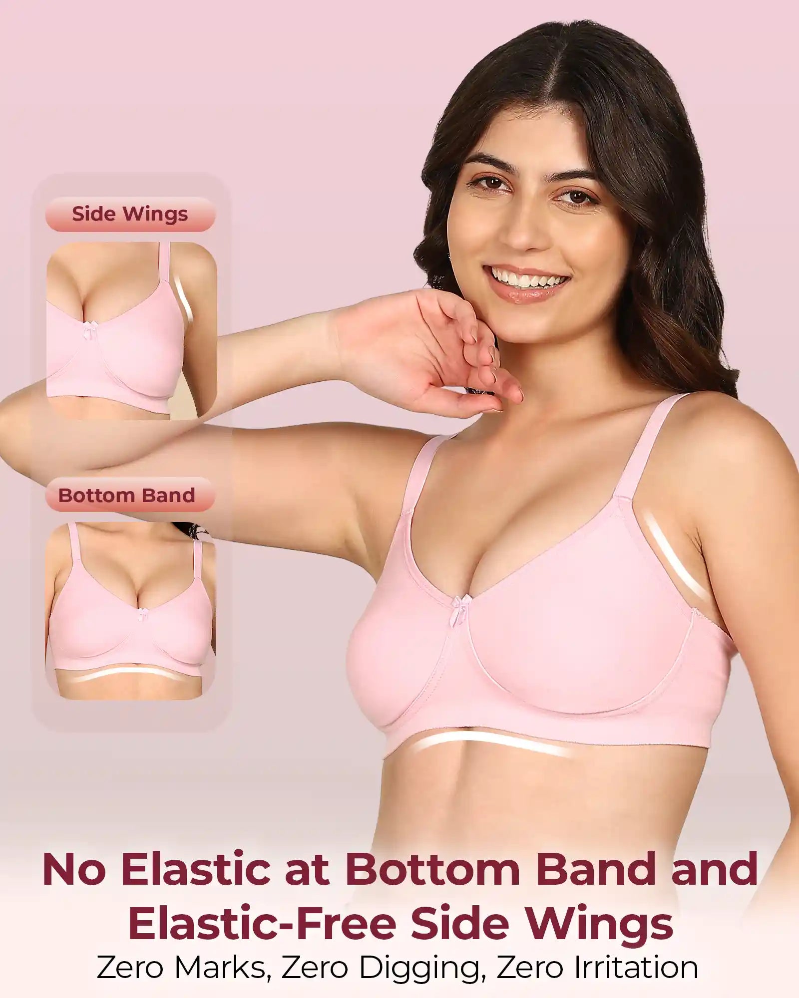Komli Bonded Breathable Cotton Full Coverage Non-Padded Bra (KB-352) (Pack of 2)