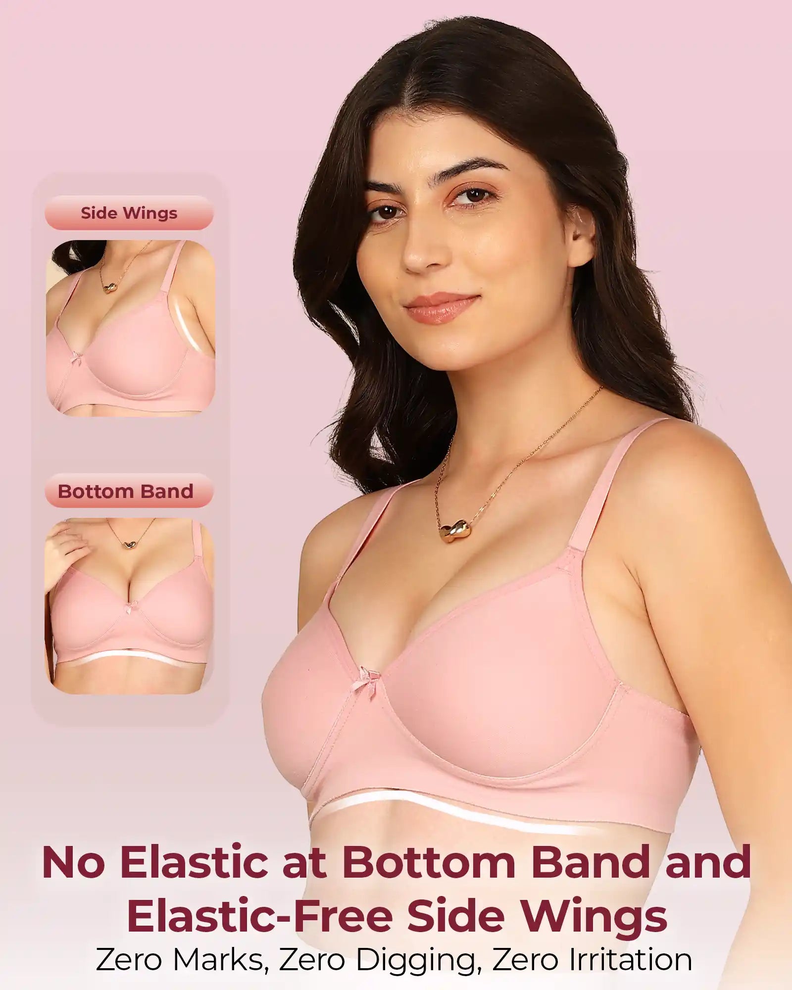 Komli Bonded Breathable Cotton Full Coverage Padded Bra (KB-1013-PLUM)