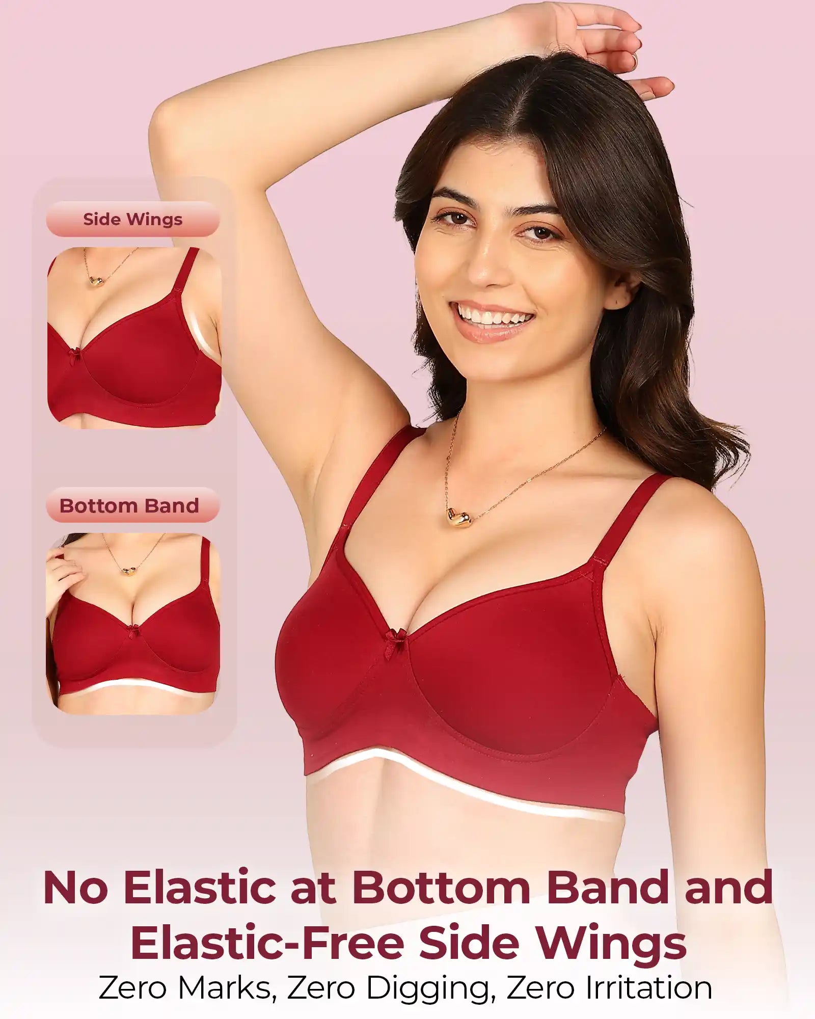 Komli Bonded Breathable Cotton Full Coverage Padded Bra (KB-1013) (Pack of 2)