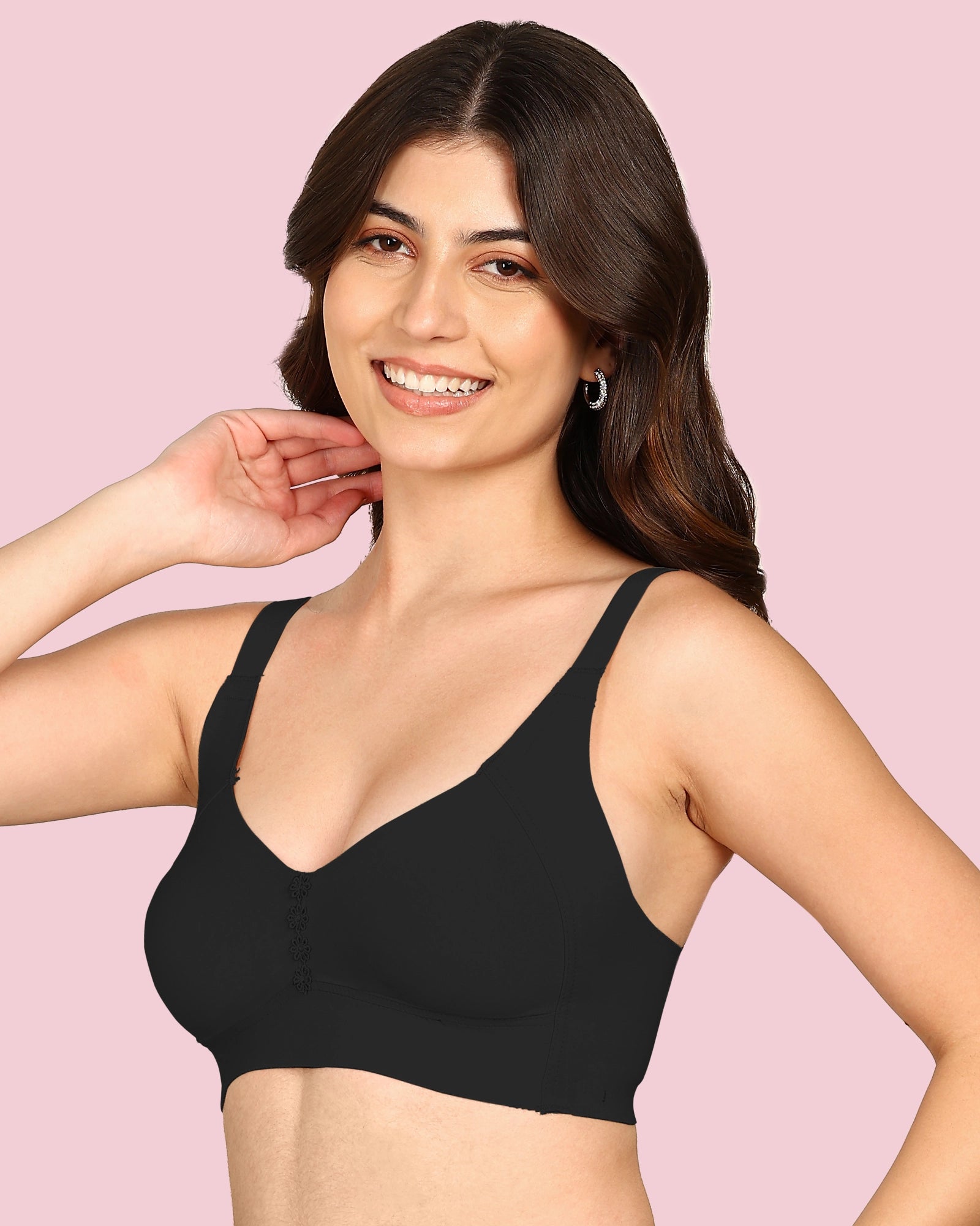 Komli M-Frame Non-Padded Cotton Bonded Seamless Minimiser (KB-9303-BLACK)