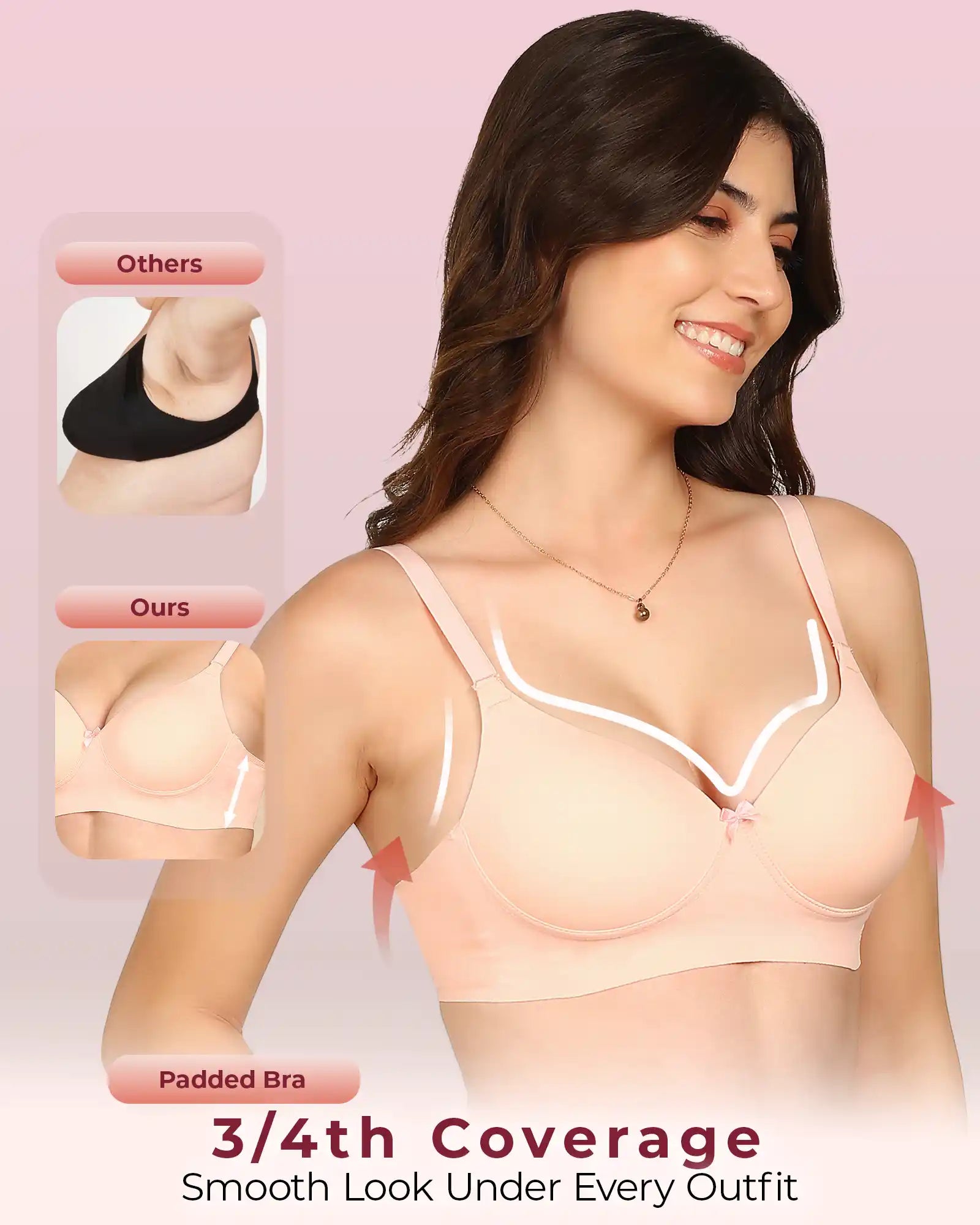Komli Bonded Polyamide Push-Up 3/4 Coverage Bra (Level 3 Padding) (KB-5301) (Pack of 2)