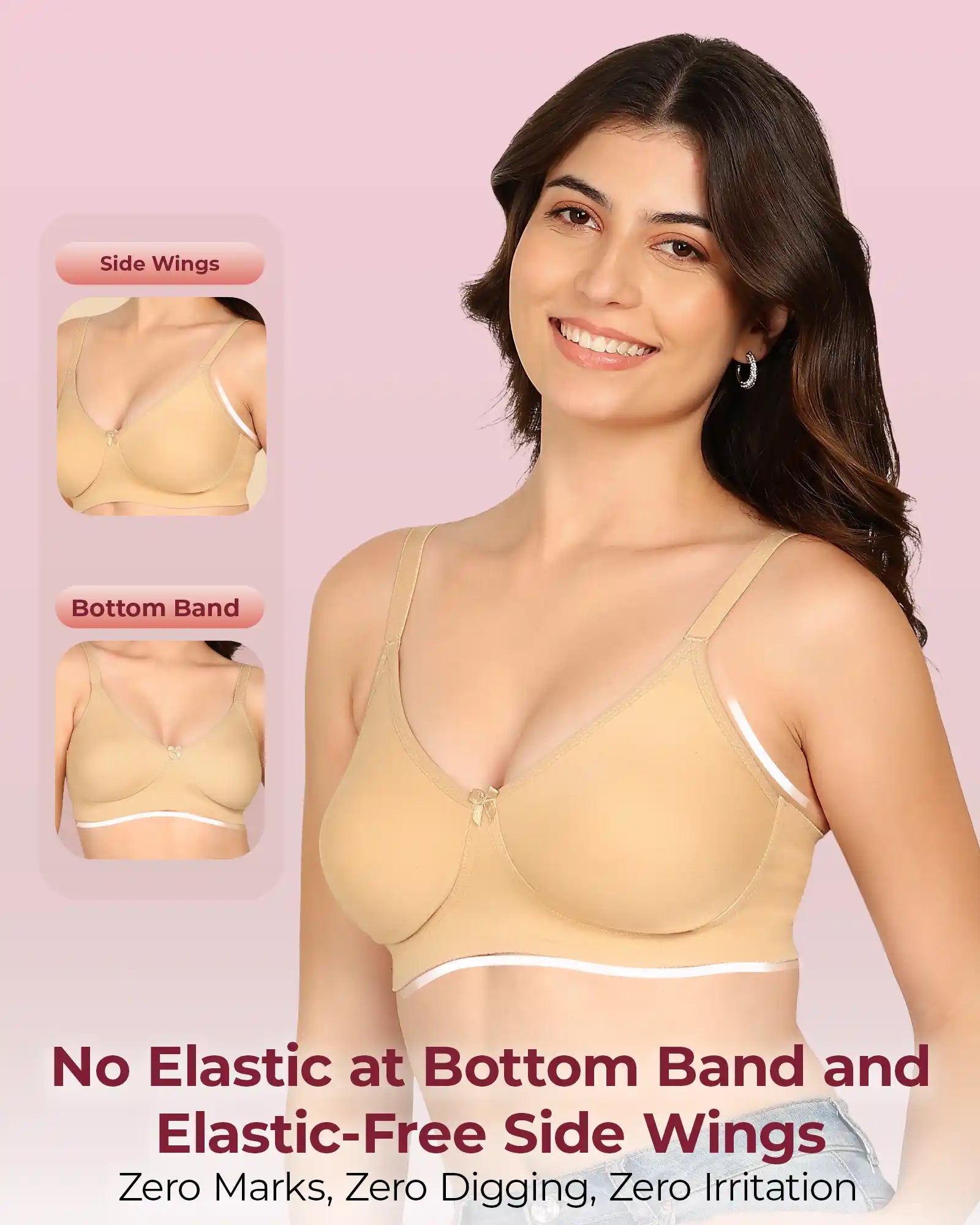 Komli Bonded Breathable Cotton Full Coverage Non-Padded Bra (KB-352-SKIN)