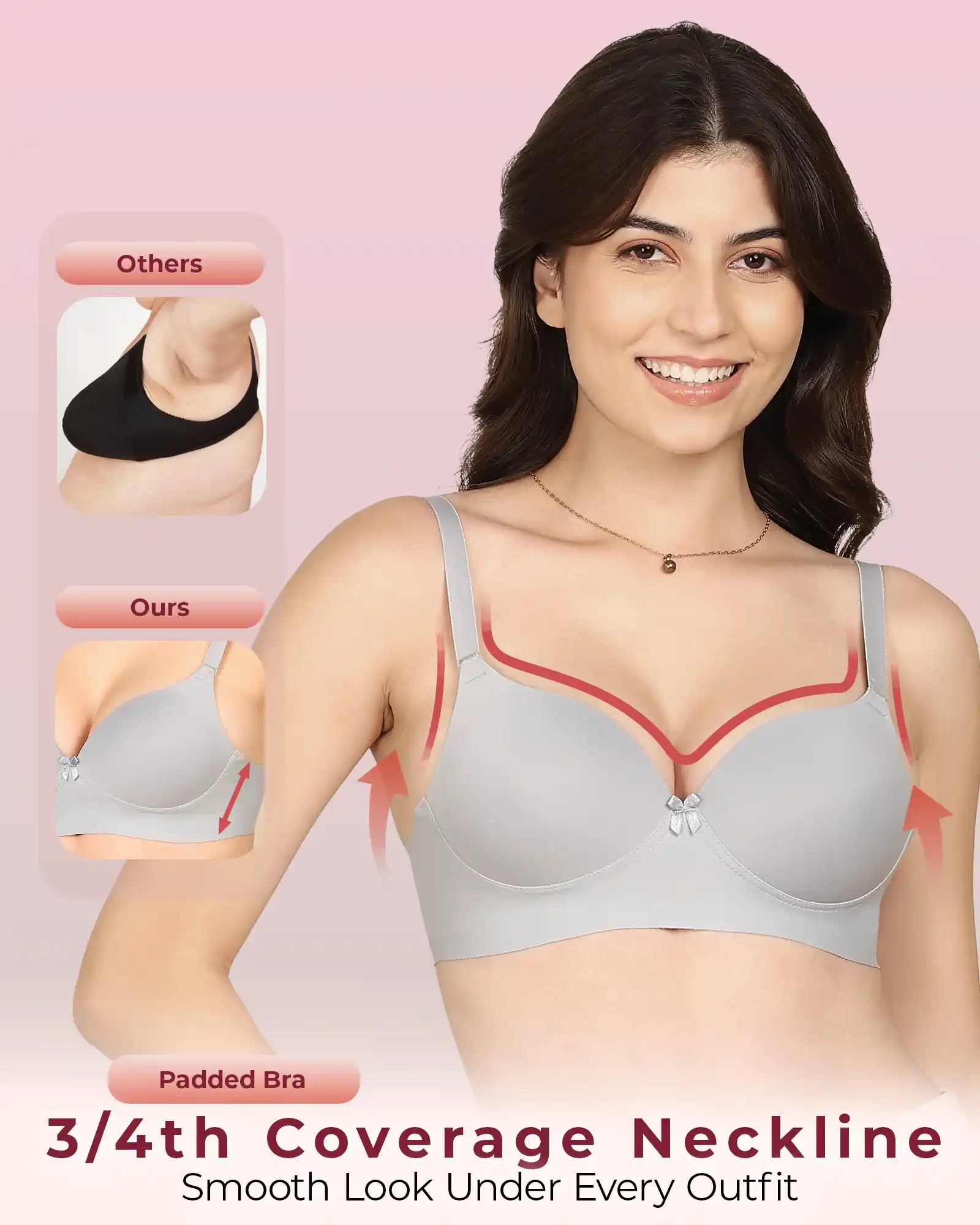 Komli Bonded Polyamide Push-Up 3/4 Coverage Maximiser Bra (Level 2 Padding) (KB-5107)