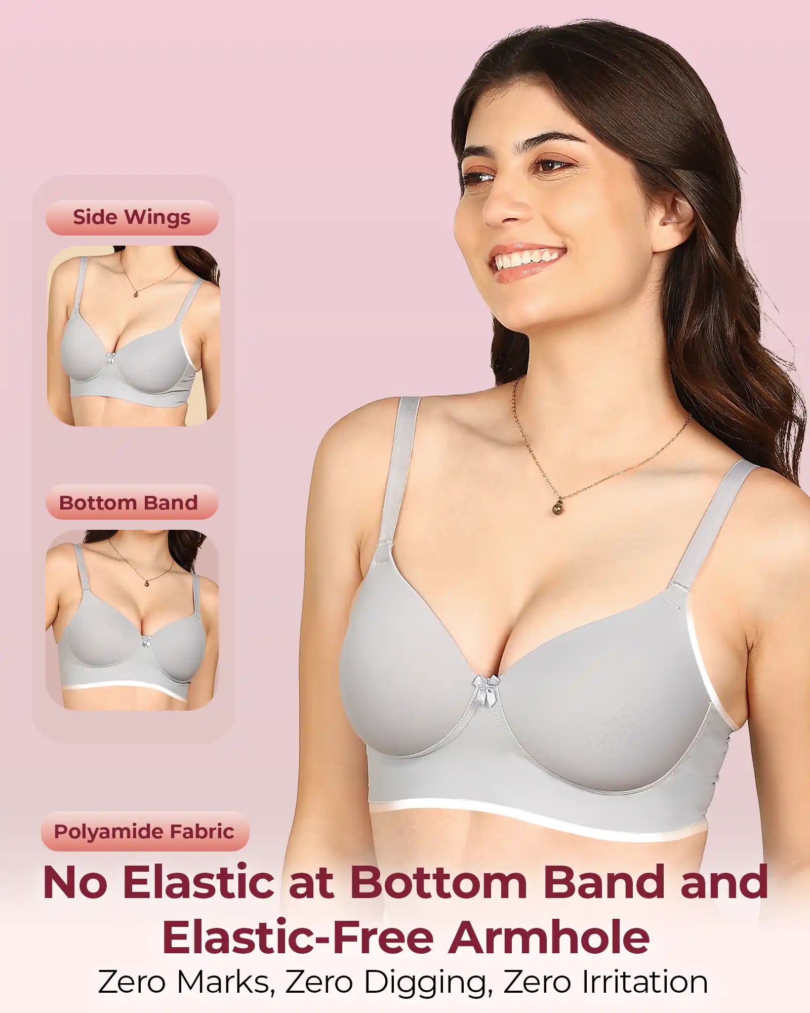 Komli Bonded Polyamide Full Coverage Padded Bra (Level 1 Padding) (KB-5991) (Pack of 2)