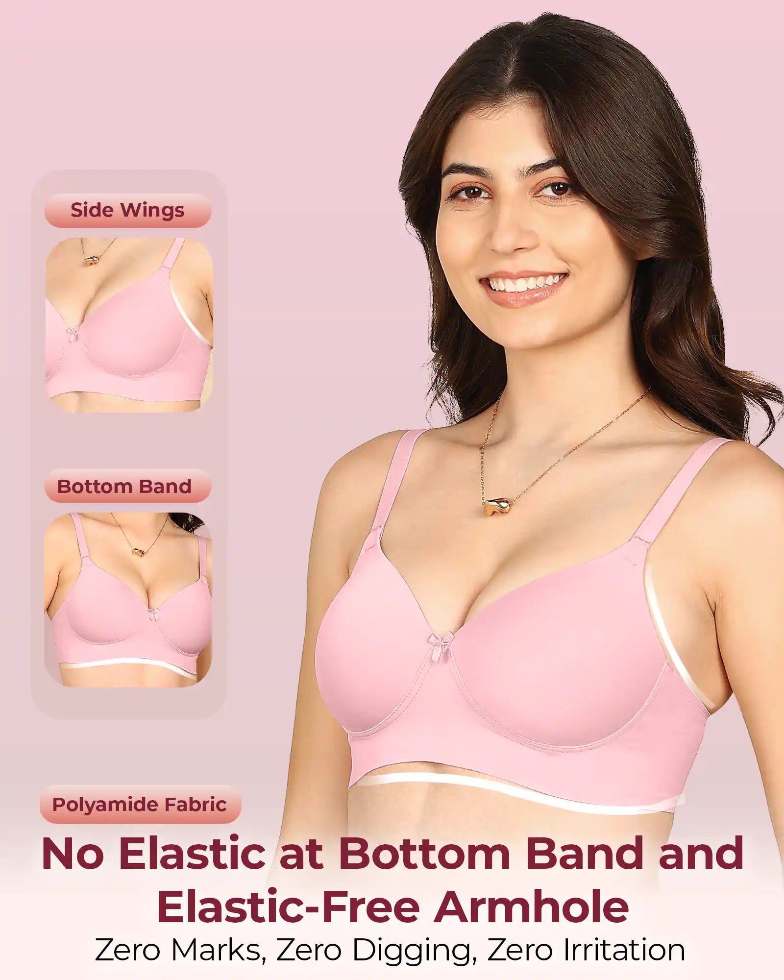 Komli Bonded Polyamide Full Coverage Padded Bra (Level 1 Padding (KB-5991-PLUM)