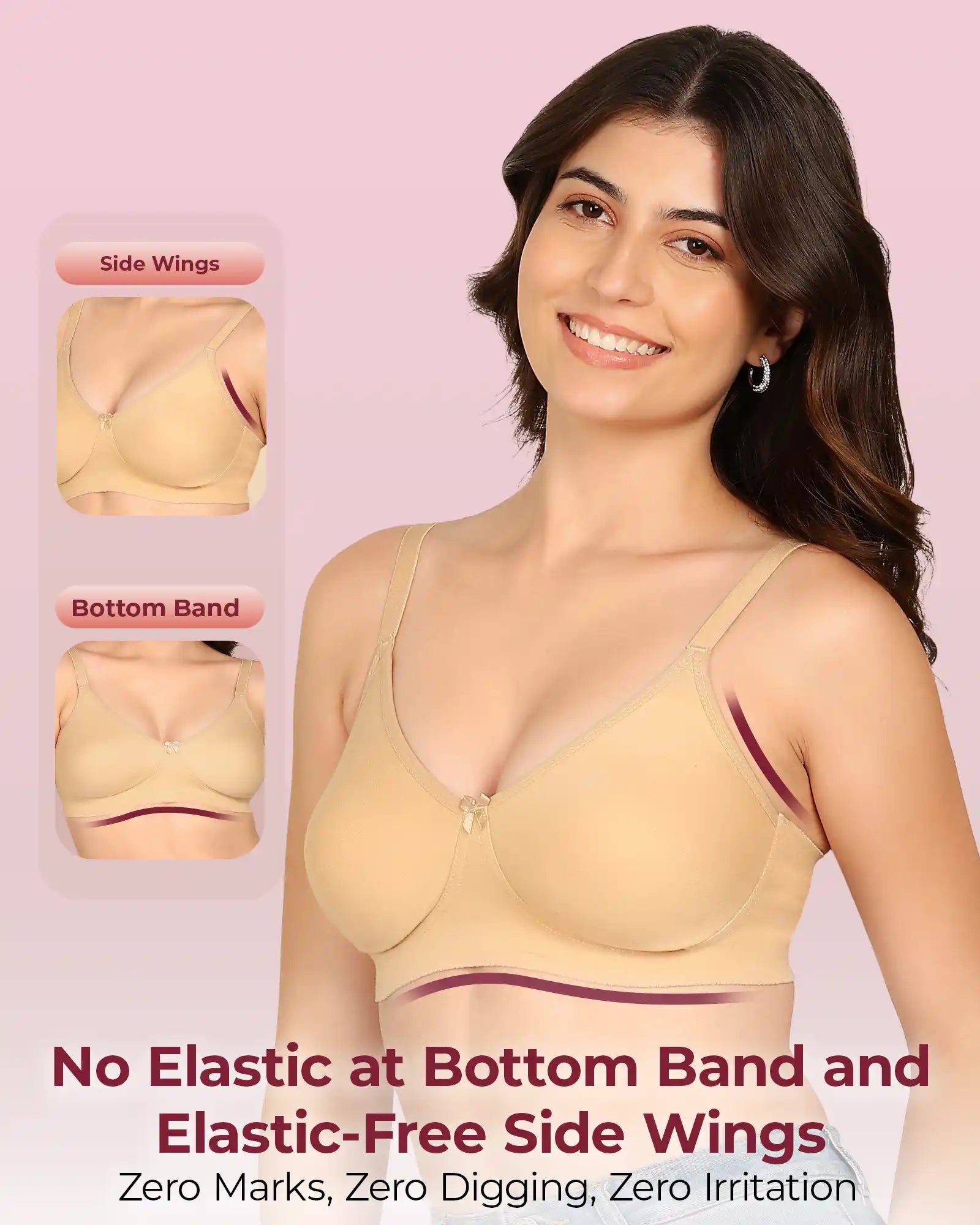 Komli Bonded Breathable Cotton Full Coverage Non-Padded Bra (KB-352-FAWN)